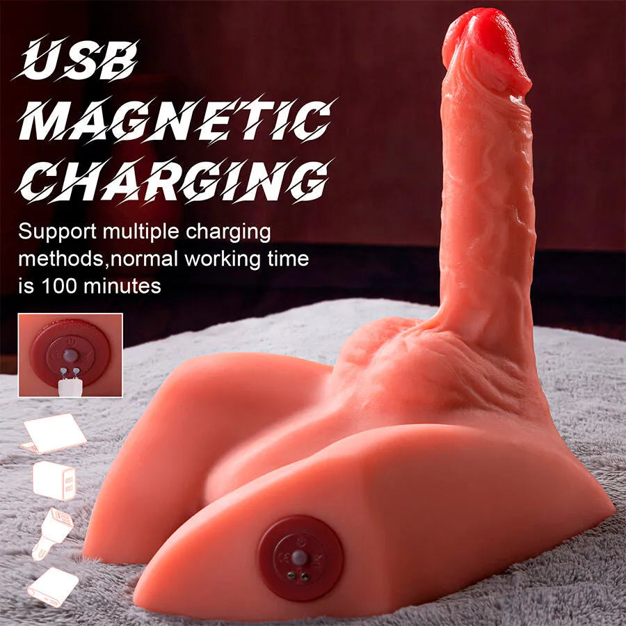 masturbateur gode réaliste silicone TPE double stimulation poussée automatique anale frontale télécommande rechargeable silencieux hypoallergénique anatomique