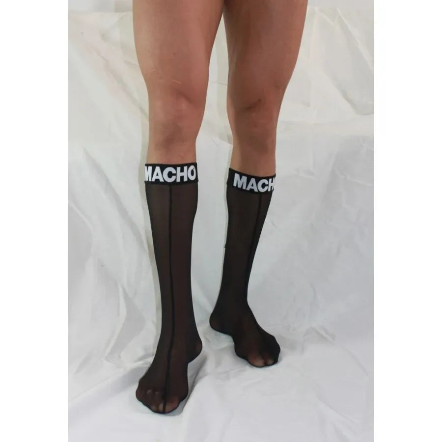 Chaussettes noires semi-transparentes macho, confortables, élastiques, taille unique 36-44, élégance audacieuse.