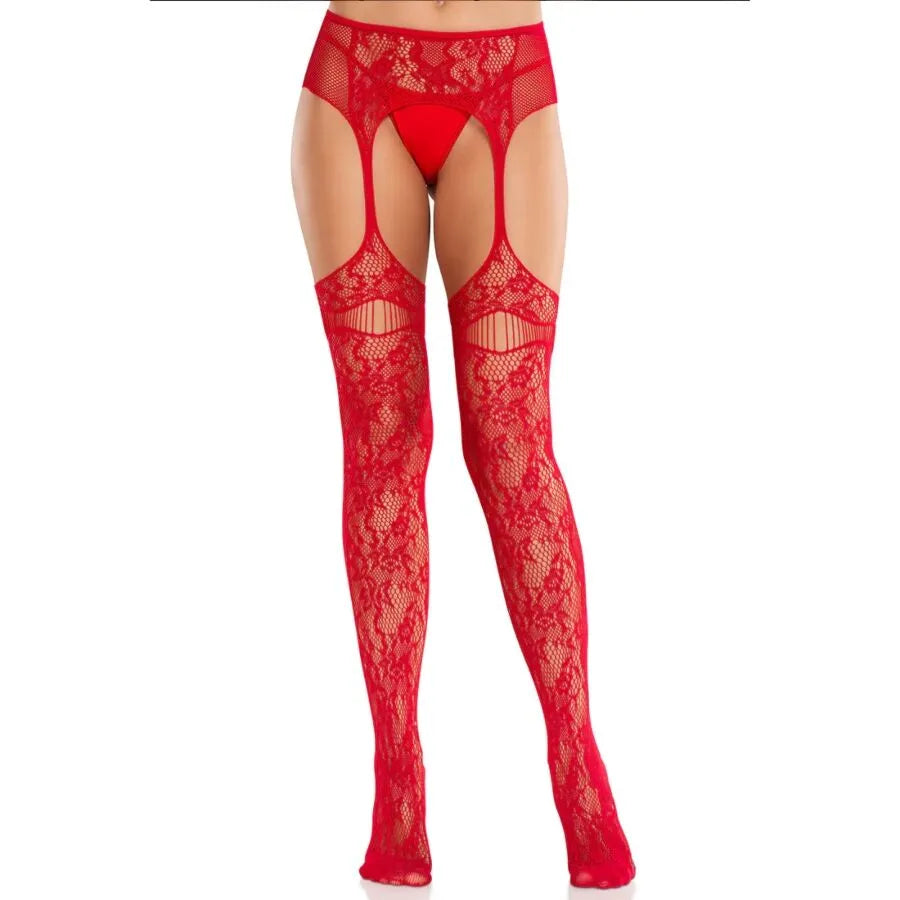 bas résille porte jarretelles intégré dentelle noire nylon élasthanne extensible confortable élégant séduisant sophistiqué sans couture boîte luxe cadeau