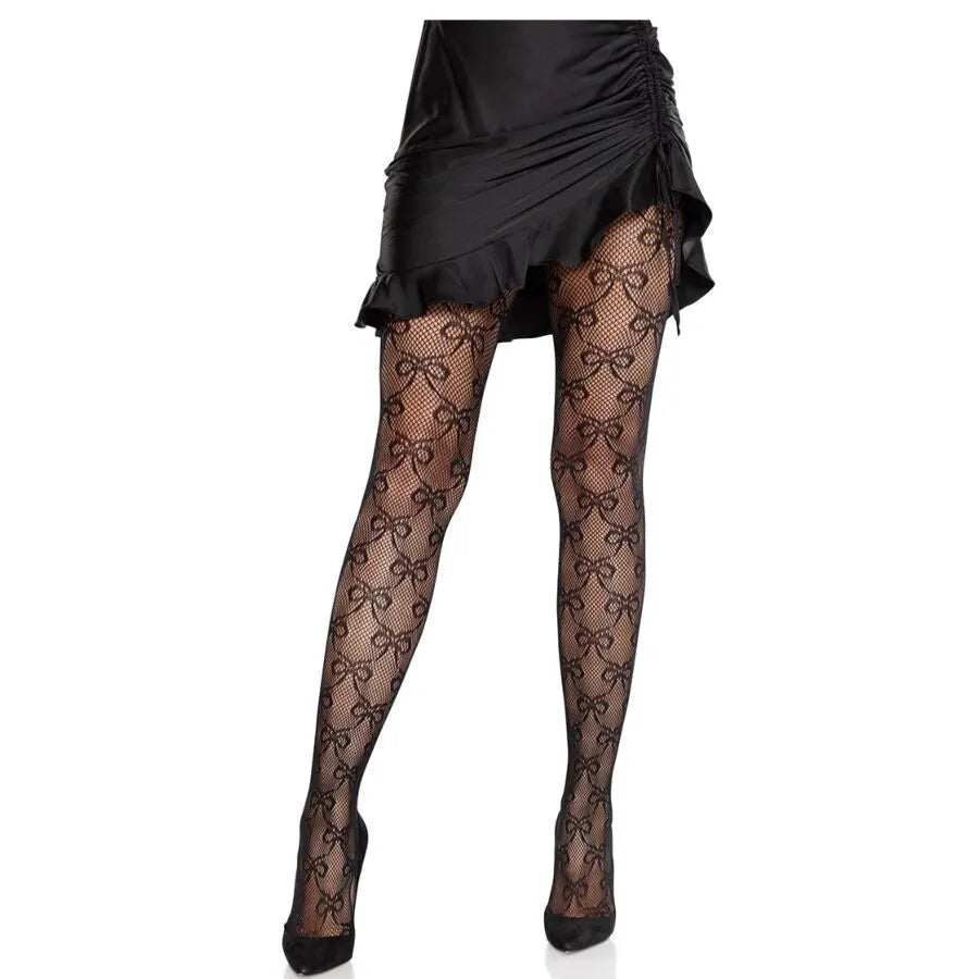 collants résille nœud noir féminité charme glamour soirée silhouette sublimée confort extensible luxe doux nylon élasthanne maintien élégant sexy
