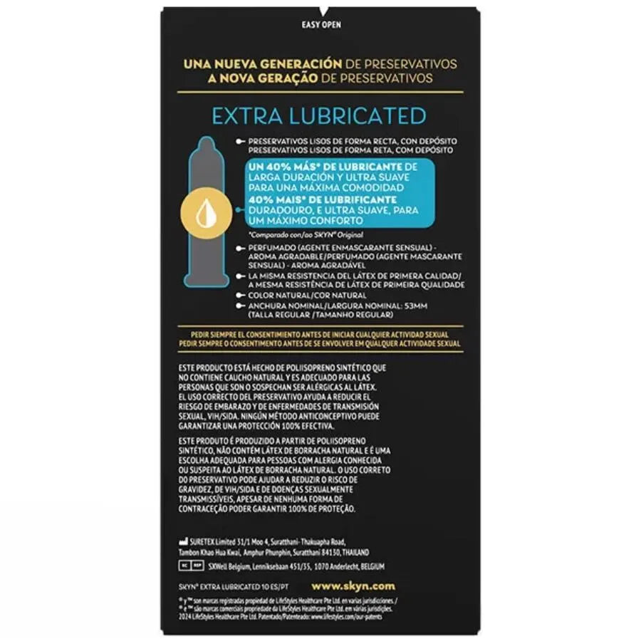 Préservatif sans latex ultra-doux extra lubrifié sensation naturelle peau contre peau SKYN