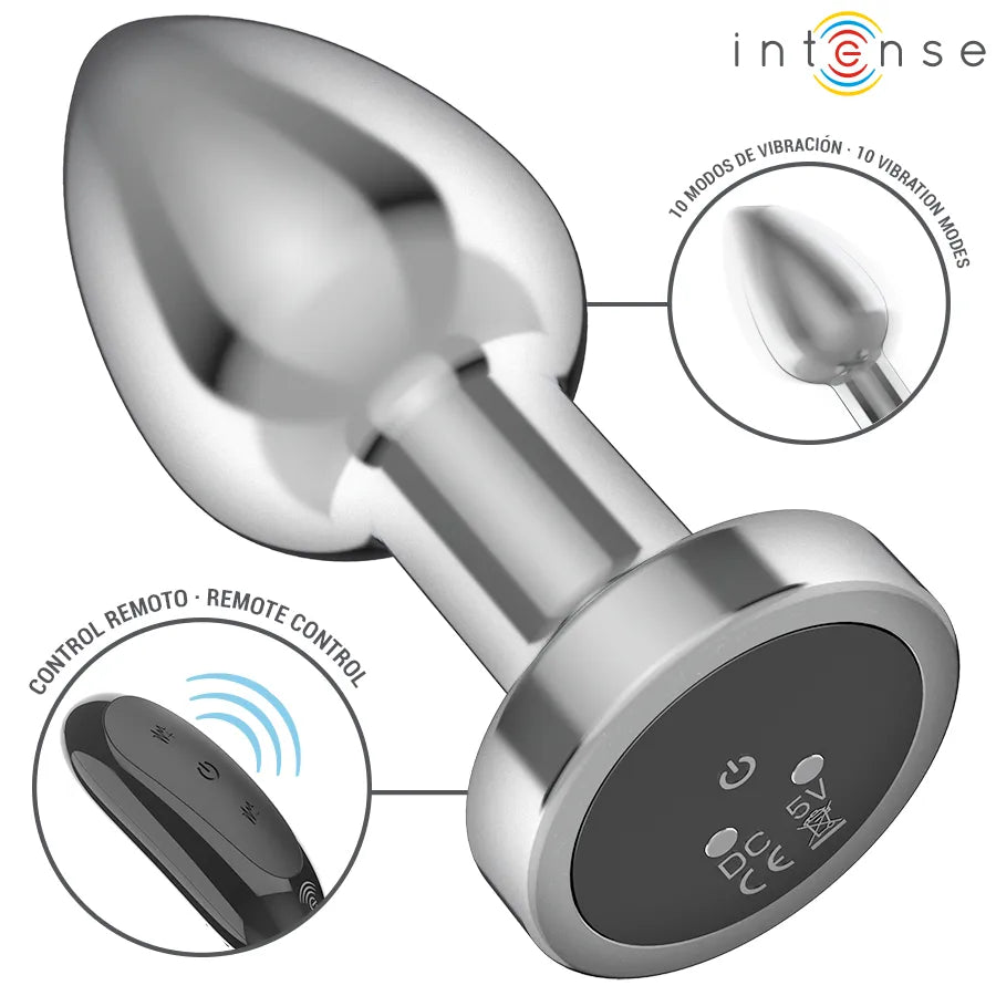 Plug anal vibrant métal 10 vibrations télécommande Taille M Intense sextoy comfort stimulation plaisir couple