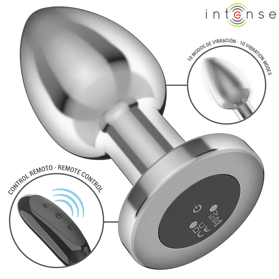 Plug anal vibrant métal 10 vibrations télécommande sécuritaire design élégant stimulation intense sextoy couple plaisir intimité