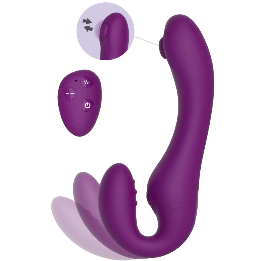 Vibromasseur pulsé sans bretelles silicone télécommande couples plaisir ultime violet