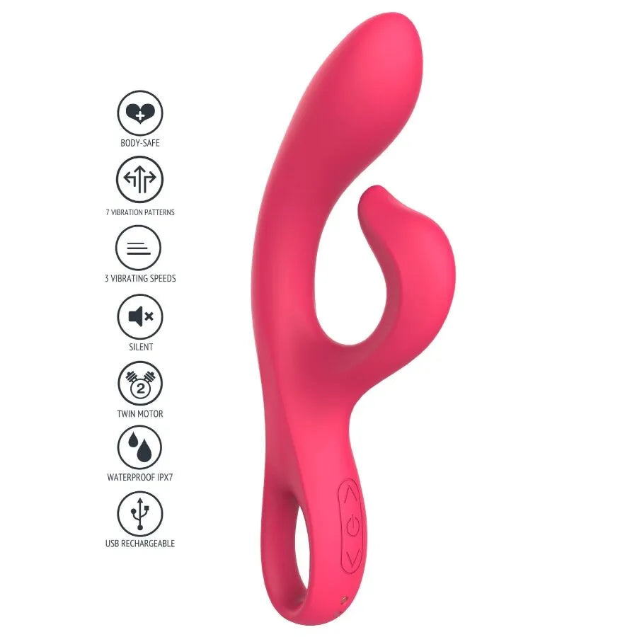 Vibromasseur silicone étanche stimulateur clitoridien couples rechargeable point G fuchsia