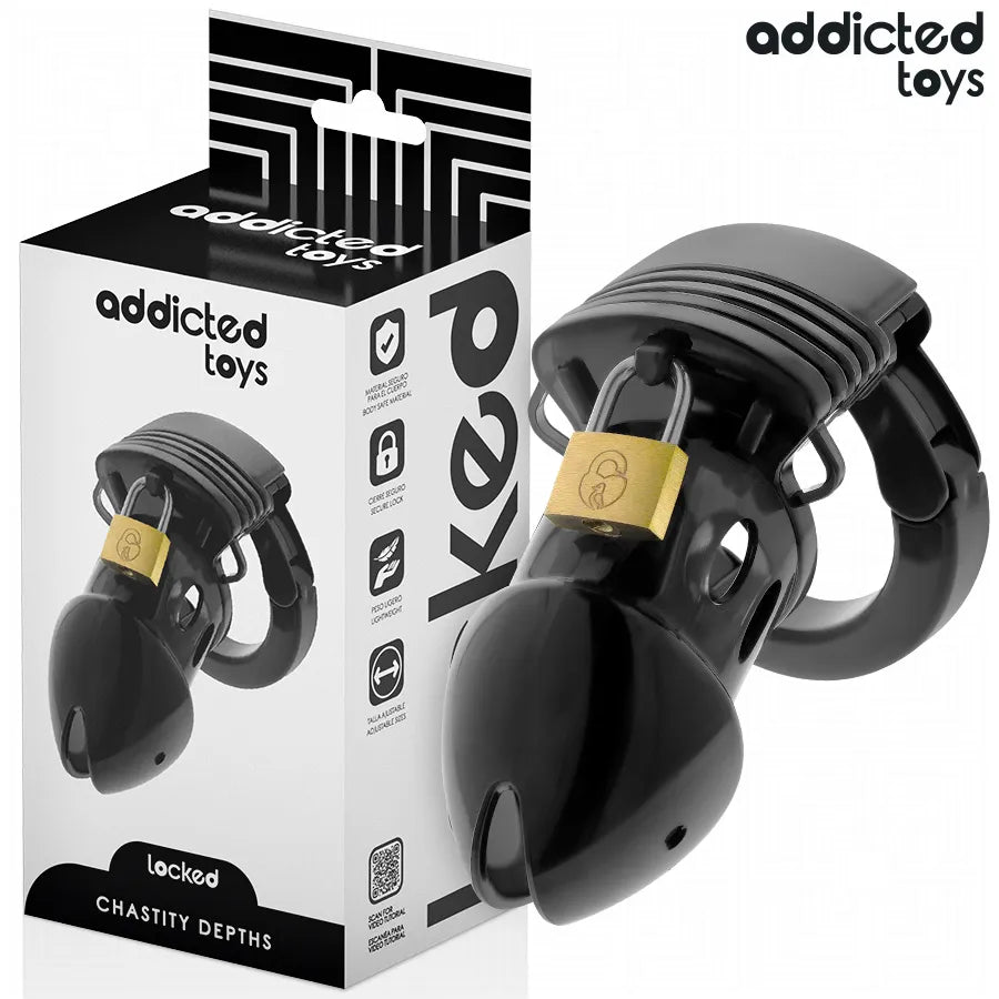 cage chasteté ajustable pénienne confortable sécurisée contrainte soumission anneau pubien réglable loquet clés cadenas plastique discret débutants expérimentés durable