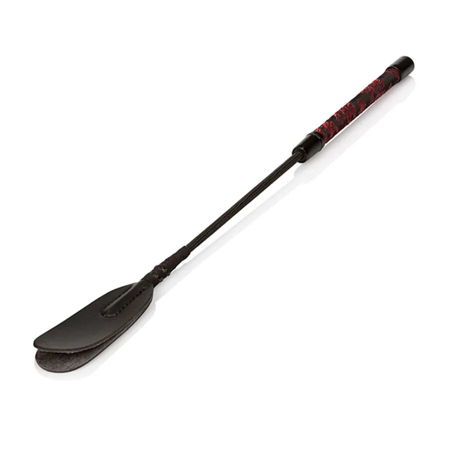 cravache fétichiste pointe fendue rouge bondage plaisir intense polyuréthane résistante souple 45cm maniable cousue main luxueuse sensuelle provocante