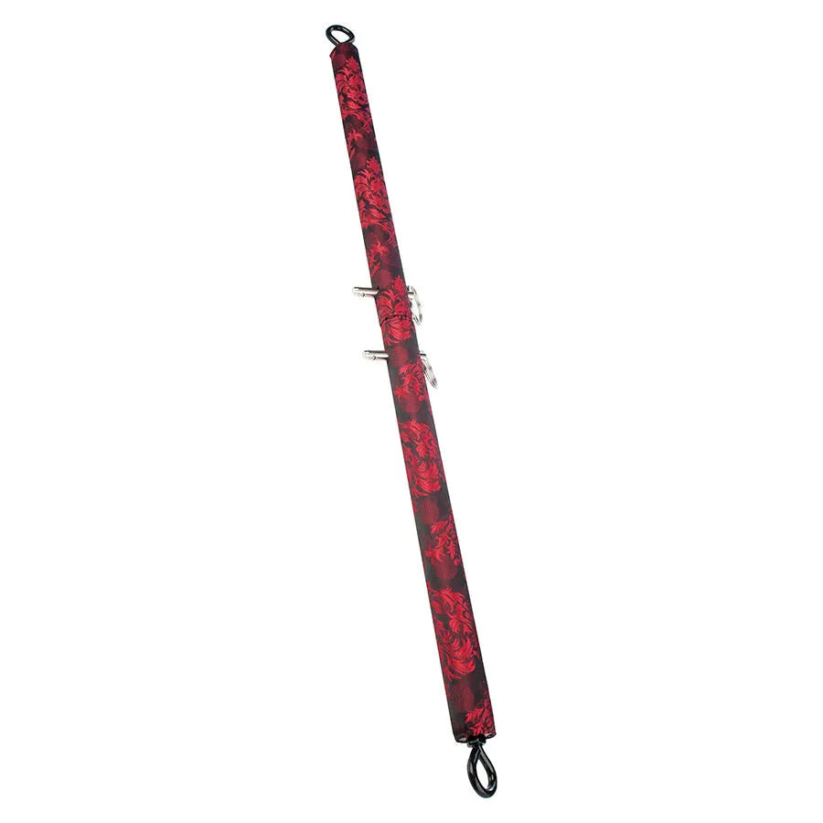 barre écartement bondage extensible réglable robuste sécurisée luxueuse élégante rouge noir anneaux universels tissu polyester polypropylène confortable intime séduisant