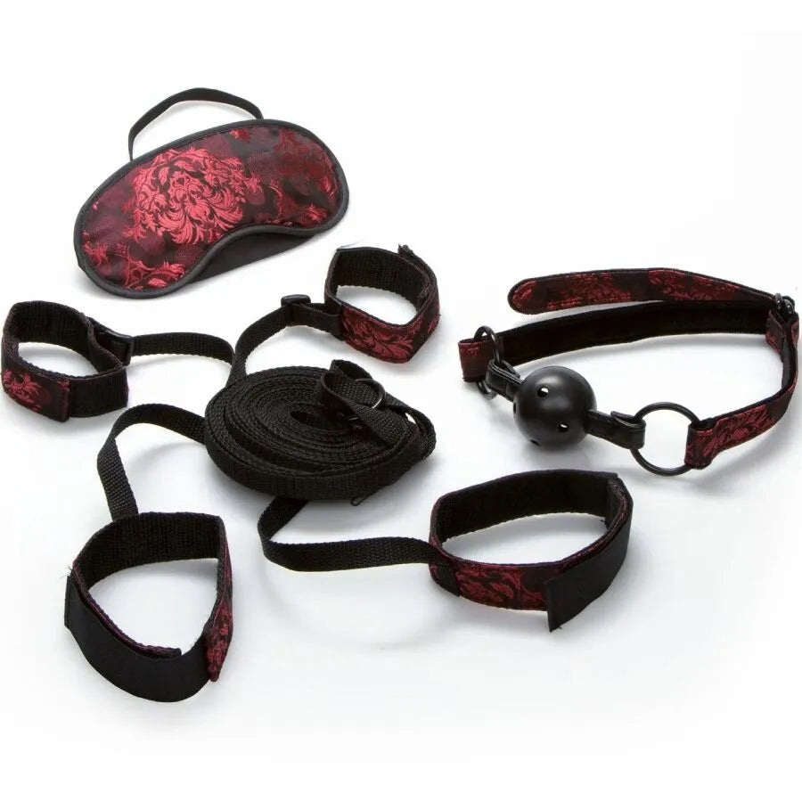 CALEXOTICS SCANDAL KIT DE RETENUE LIT ROUGE NOIR CONFORT ROLE PLAY