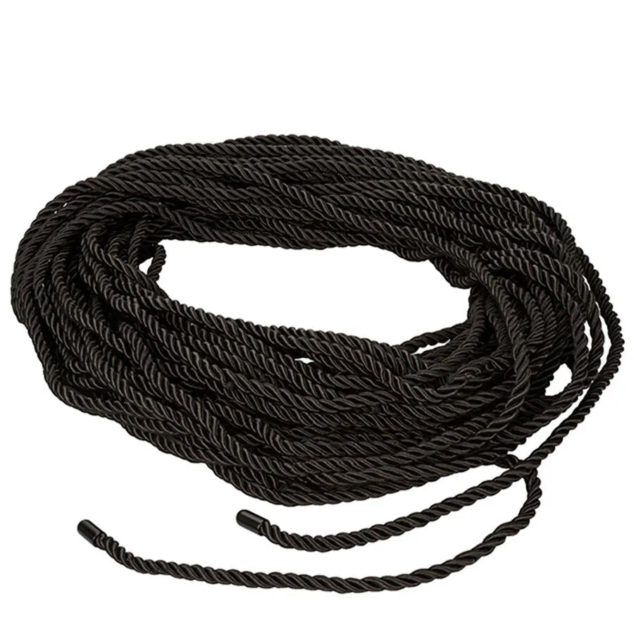 corde shibari noire douce soyeuse trente mètres résistante flexible confortable sécurisante sensuelle élégante polyvalente coton polyester