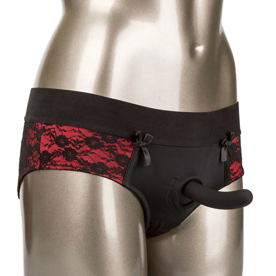 ensemble culotte entrejambe ouvert dentelle silicone harnais sonde profilée hypoallergénique lavable machine ajustable taille petite moyenne sensuel élégant
