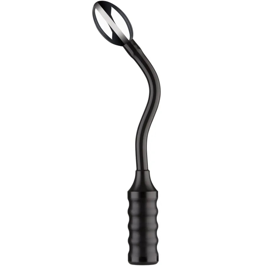 Sonde électrique noire avec poignée flexible, forme incurvée pour stimulation anale ou vaginale, idéale point G et prostate.