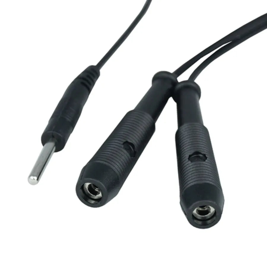 câble combiné triphasé stimulation électrique double canal compatible stimulateur connexions trois sorties intensité complexité sensations sécurisé matériaux durables nettoyage facile