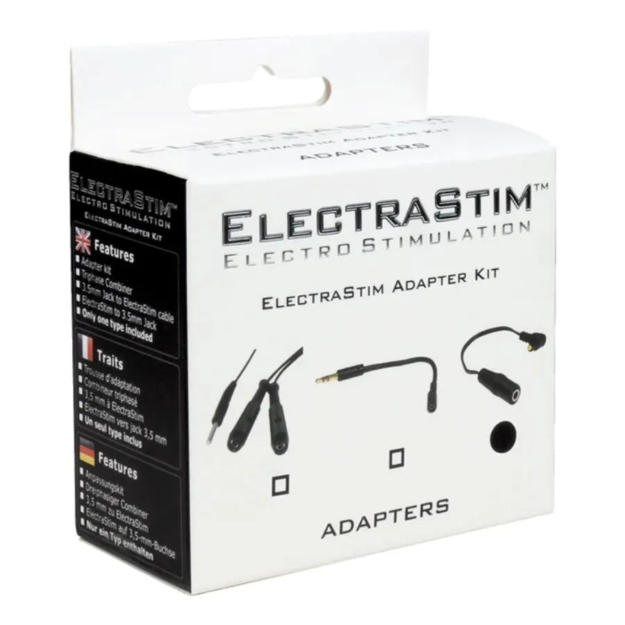 Câble triphasé ElectraStim noir, trois sorties, connecteurs robustes, pour stimulation électrique double canal.
