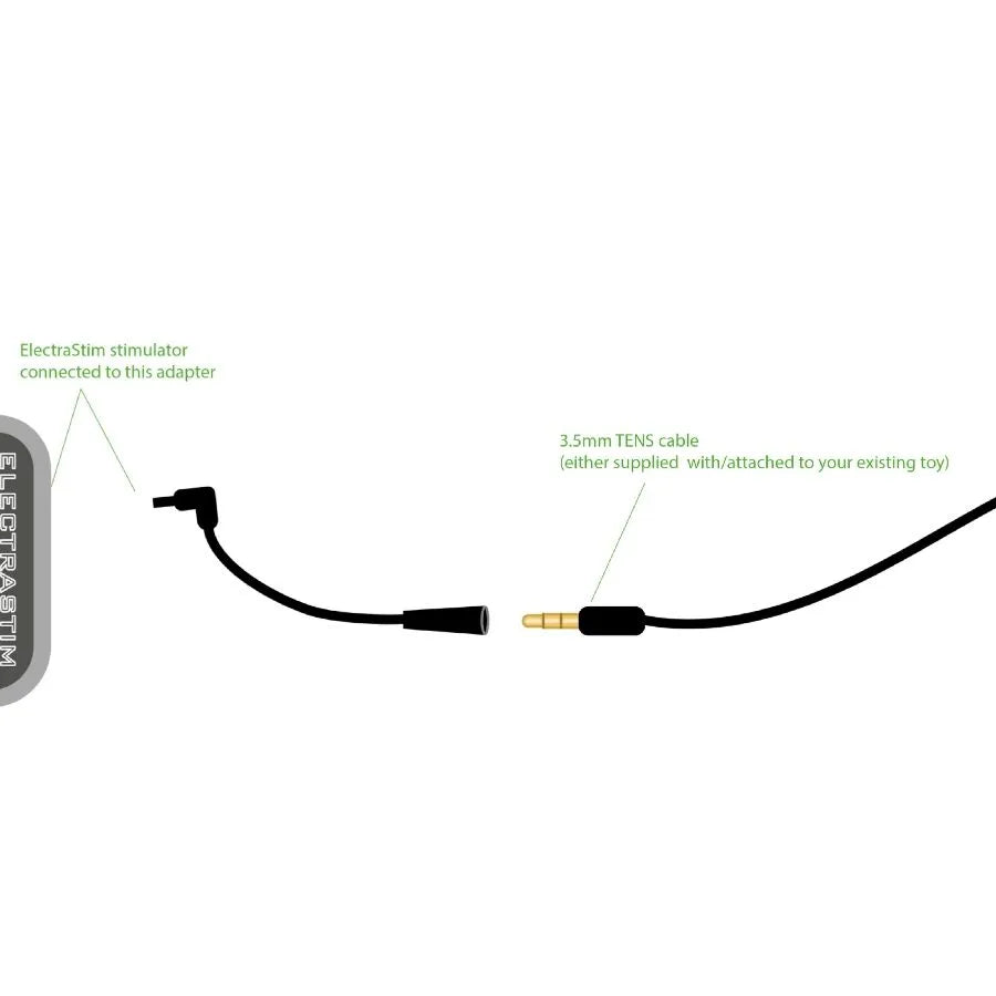Adaptateur ElectraStim femelle noir, connexion jack 3,5 mm, design compact et durable, longueur 150 mm, pour sextoys.