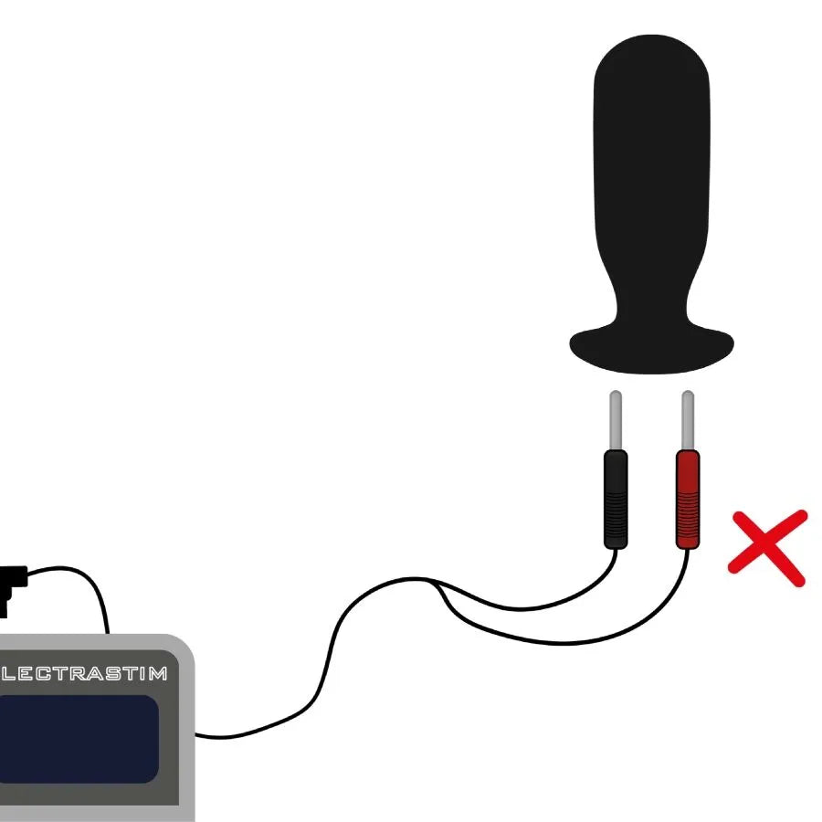 Câble noir de remplacement ElectraStim 1,2m, connecteurs rouge et noir, pour jouets insérables, flexible et sécurisé.
