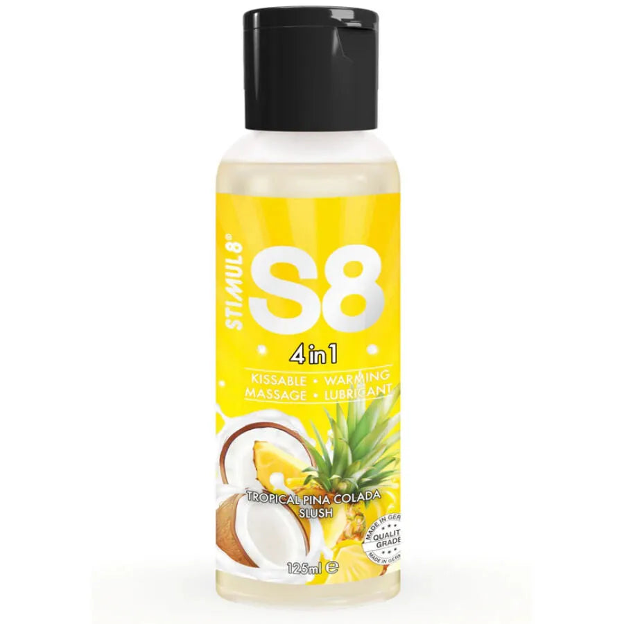 lubrifiant comestible chauffant sans parabène S8 125ml multifonctionnel massage sensuel gustatif exotique parfum gourmand hypoallergénique intime longue durée