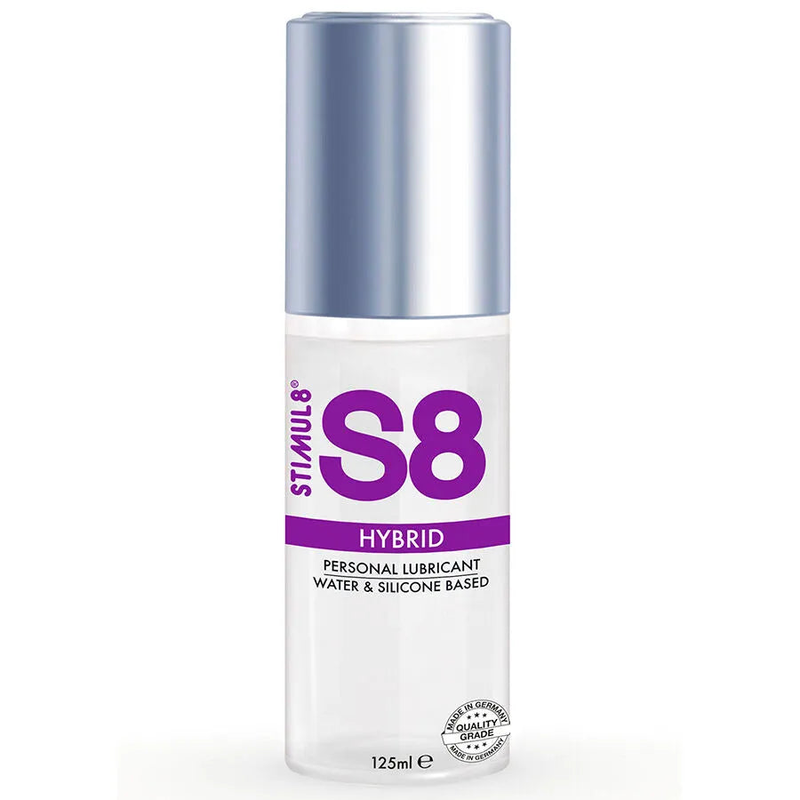 lubrifiant hybride premium S8 50ml intime sans parabène phtalate gluten sulfate hypoallergénique dermatologiquement testé compatible préservatifs sextoys longue durée soyeuse