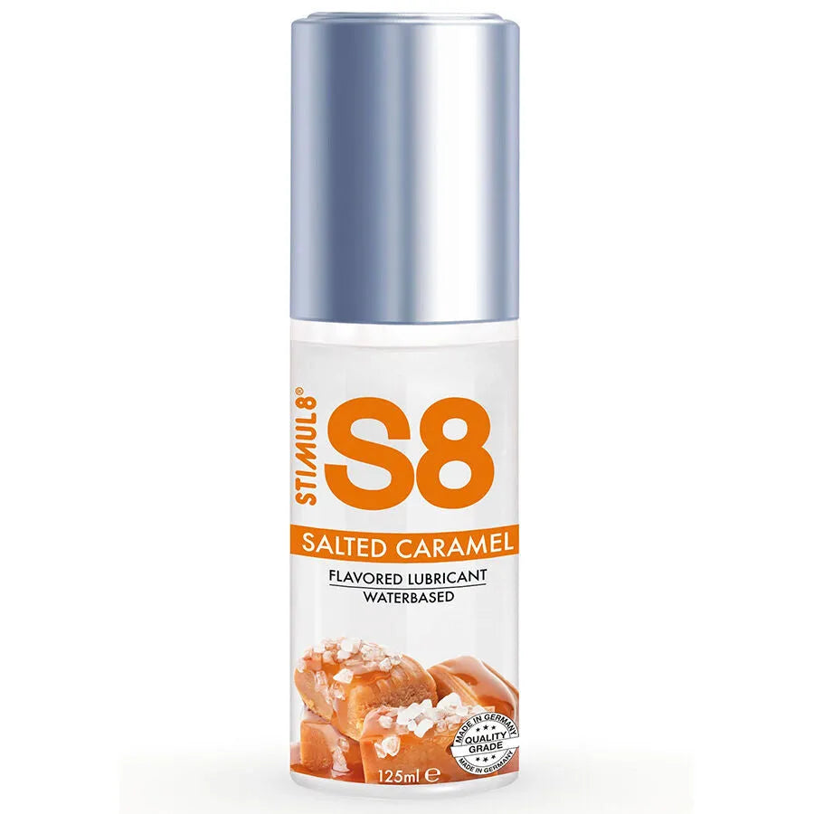 lubrifiant aqueux S8 125ml saveur caramel salé sans paraben sans phtalates glisse longue durée non collant compatible sextoys comestible hypoallergénique