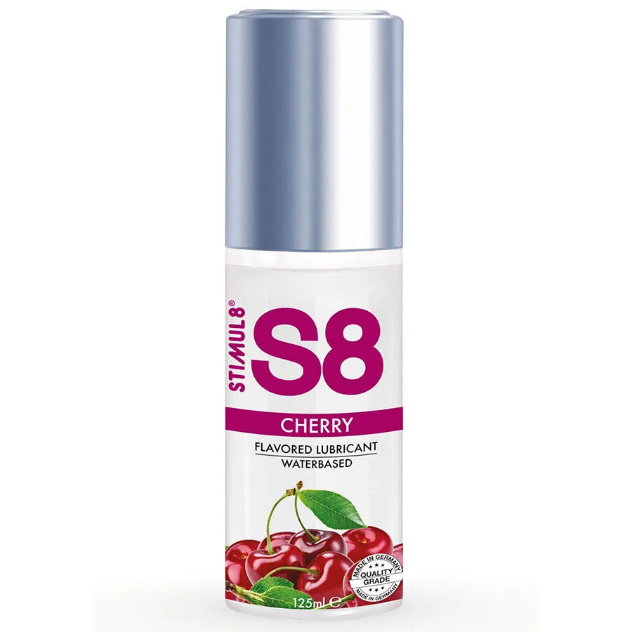 lubrifiant premium hydrosoluble sans paraben saveur cerise 125ml texture onctueuse longue durée glycérine arômes naturels hypoallergénique testé normes européennes gourmand