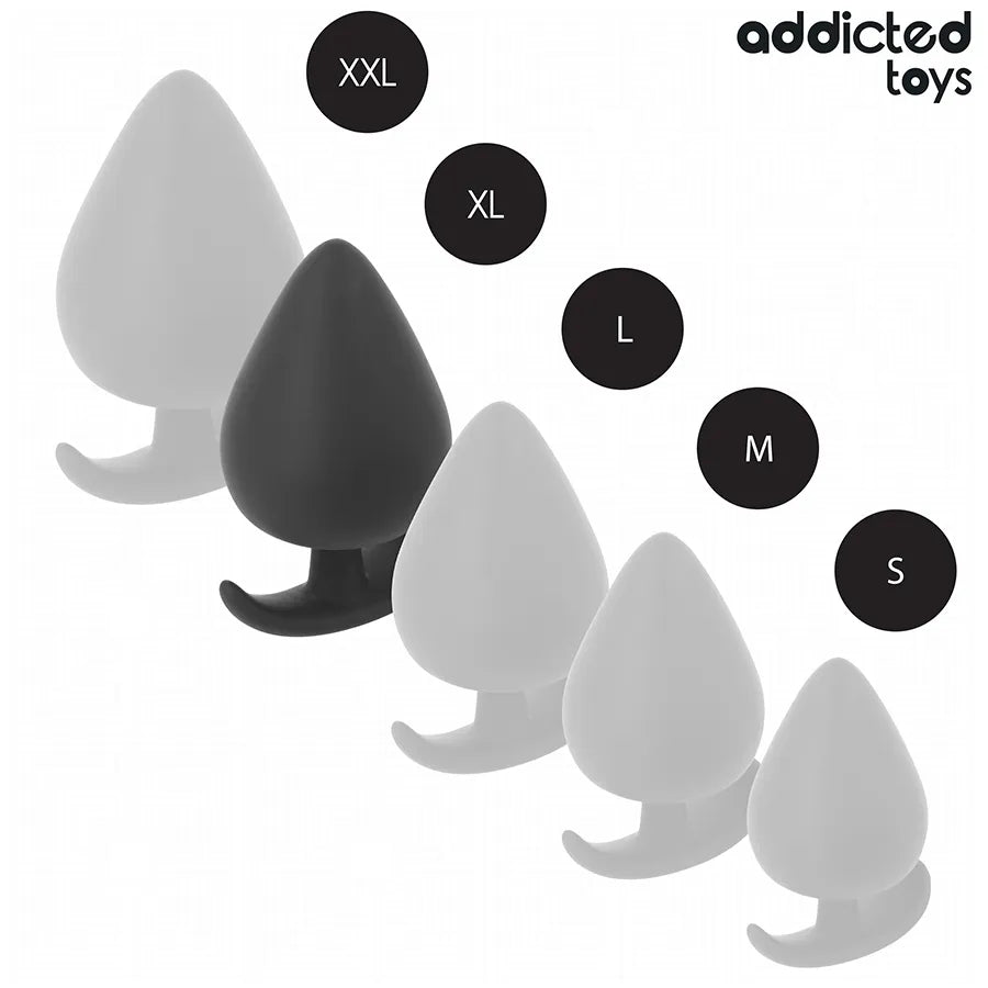 Plug anal Addicted Toys XL noir, silicone hypoallergénique, forme conique, base élargie, design moderne pour plaisir sécur...