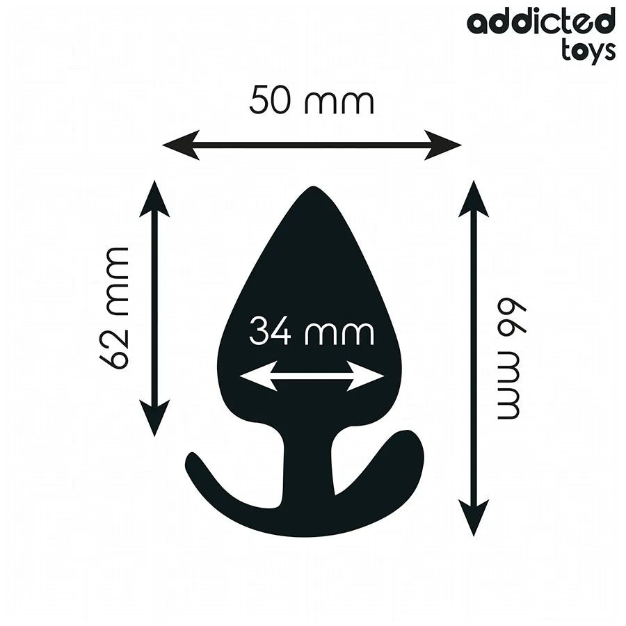 Plug anal Addicted Toys taille M, noir, forme ergonomique, dimensions 66x34 mm, stimulation anale confortable.