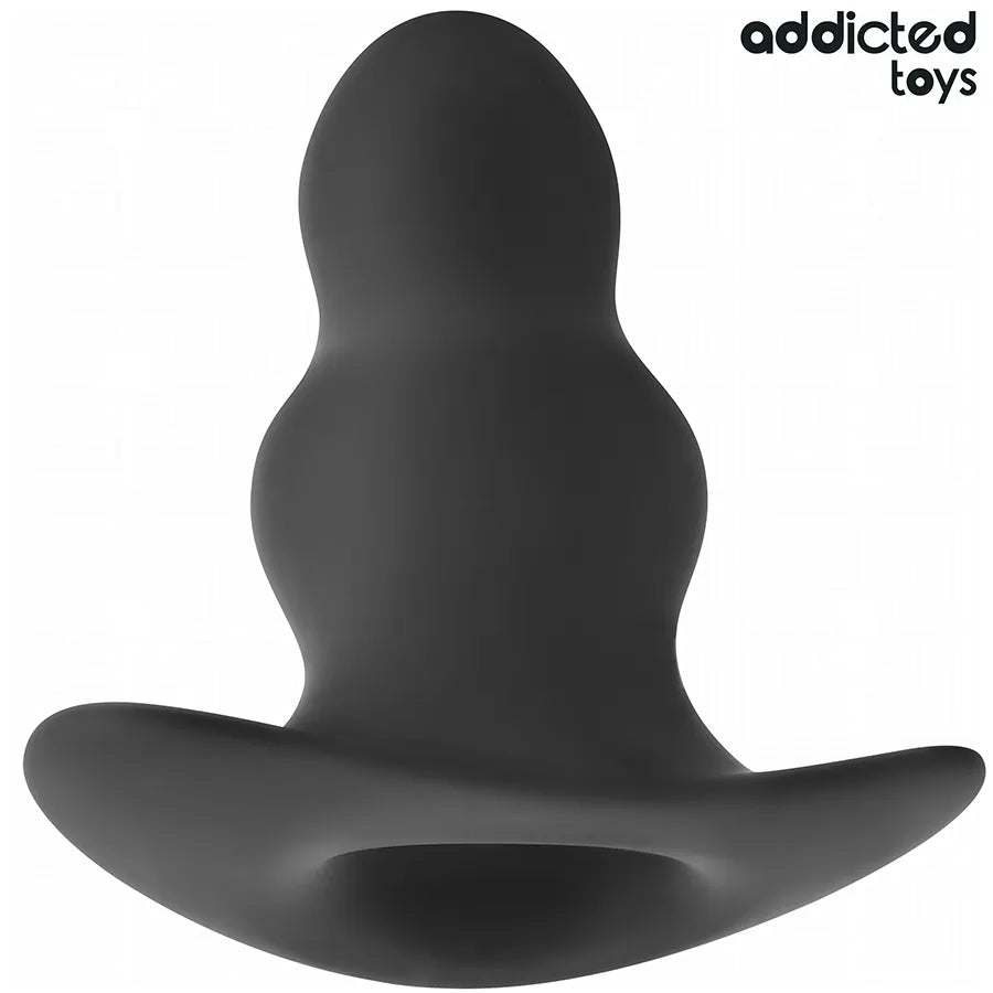 Plug anal creux Addicted Toys XL noir, forme ergonomique, surface lisse, conçu pour expérience anale profonde et stimulante.