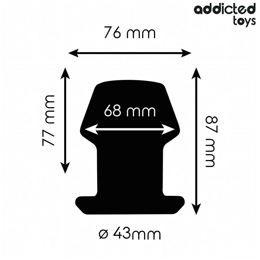 Plug anal creux noir Addicted Toys, taille M, 8,7 cm, design expansif, dimensions visibles, pour expérience intense.