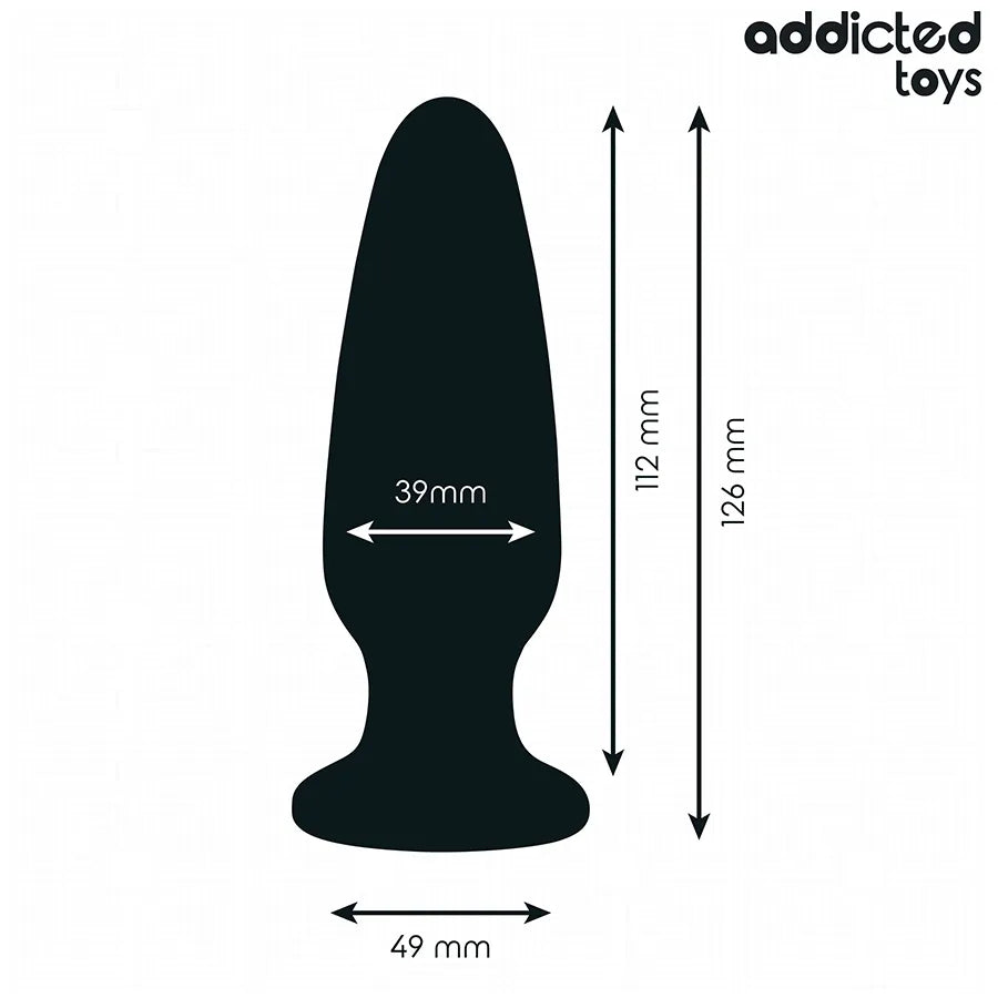 Plug anal Addicted Toys L noir avec bijou, forme conique, base large, hauteur 126 mm, élégant et sécurisé.