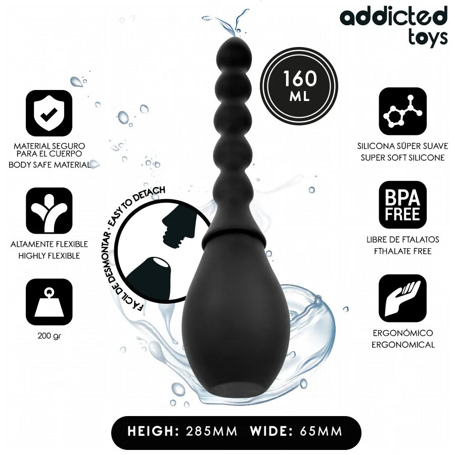 Nettoyant de voyage Addicted Toys Model 2 noir, design ergonomique avec surface lisse, idéal pour hygiène des jouets.