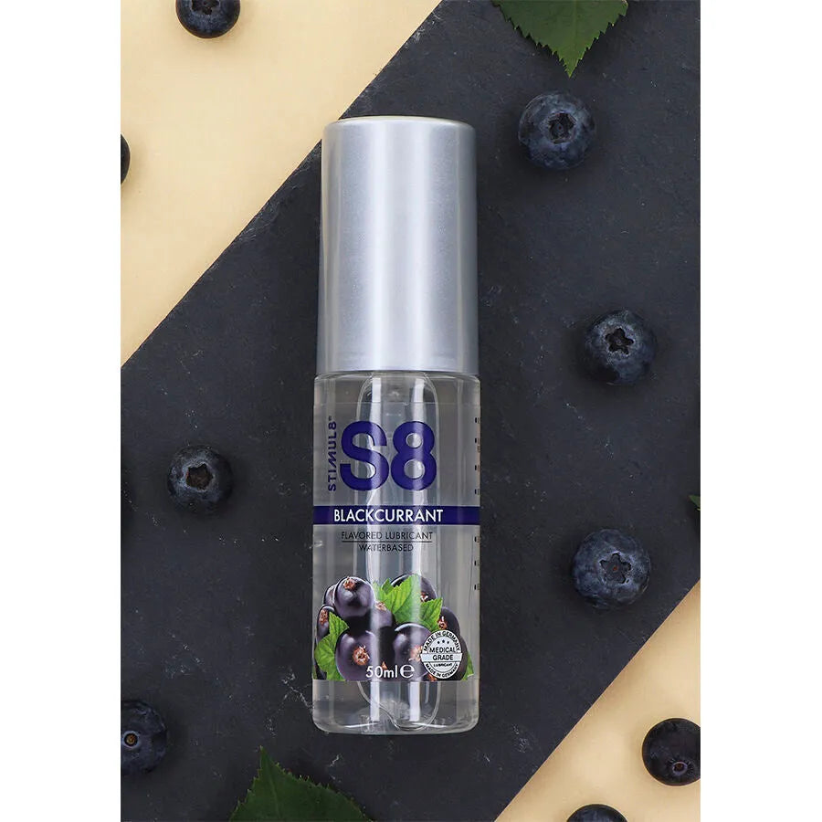 lubrifiant premium hydrosoluble saveur myrtille gourmande sans parabène phtalates gluten hypoallergénique testé compatible préservatifs sextoys longue durée format 50ml
