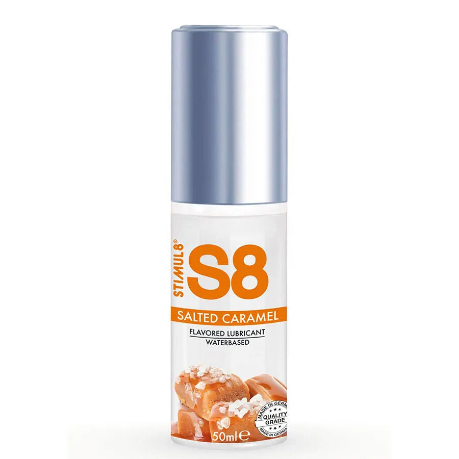 lubrifiant eau aromatisé caramel salé sans parabènes sans phtalates sans gluten 50ml compact voyage compatible préservatifs hypoallergénique glisse