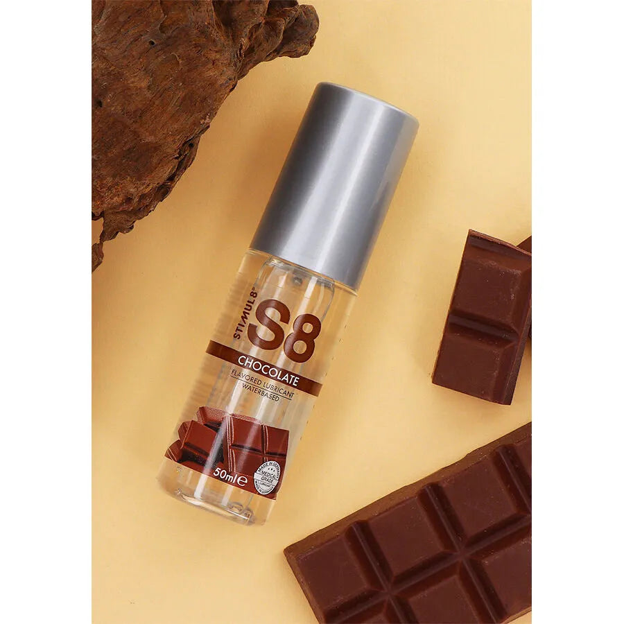 lubrifiant eau aromatisé chocolat gourmand premium sans parabènes phtalates gluten hypoallergénique panthénol hydratant texture onctueuse longue durée compatible préservatifs sextoys