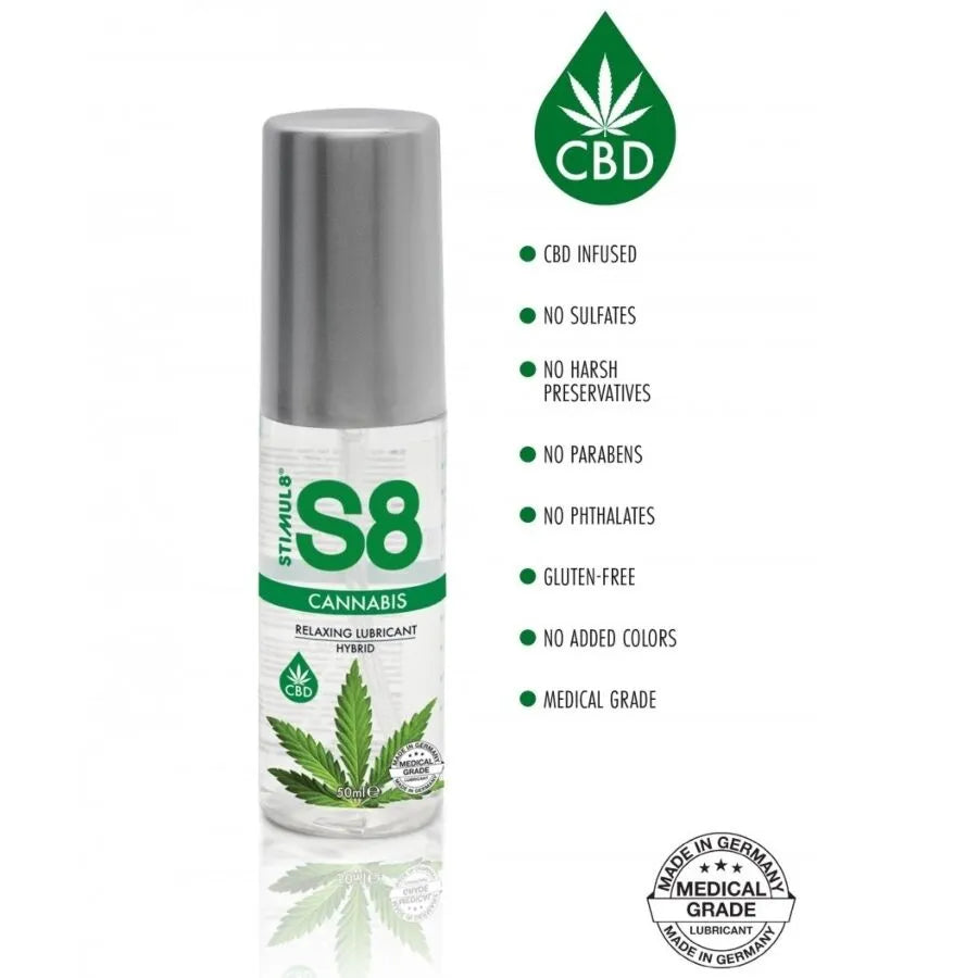 lubrifiant hybride cannabis formule eau silicone longue durée effet chauffant compatible préservatifs sans parabène gluten sulfate phtalate format 50ml