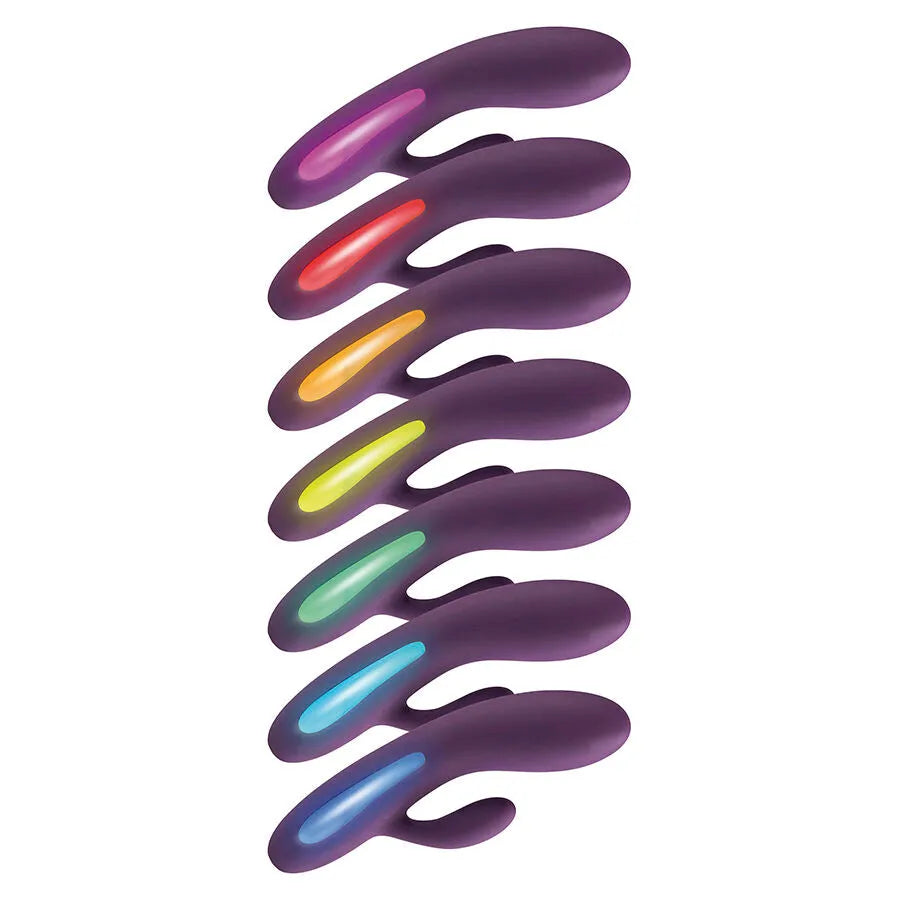 Vibromasseur rabbit silicone étanche rechargeable 7 modes stimulation LED multicolore