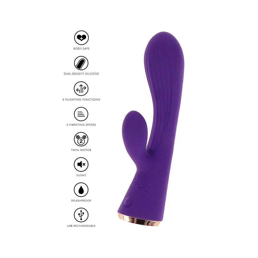Vibromasseur lapin silicone violet rechargeable 8 modes ToyJoy IVY IRIS