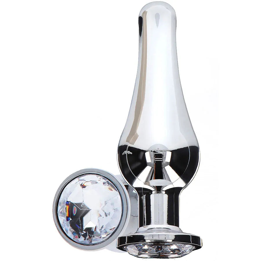 Plug anal en aluminium avec bijou argenté ToyJoy collection unisexe sécurisée