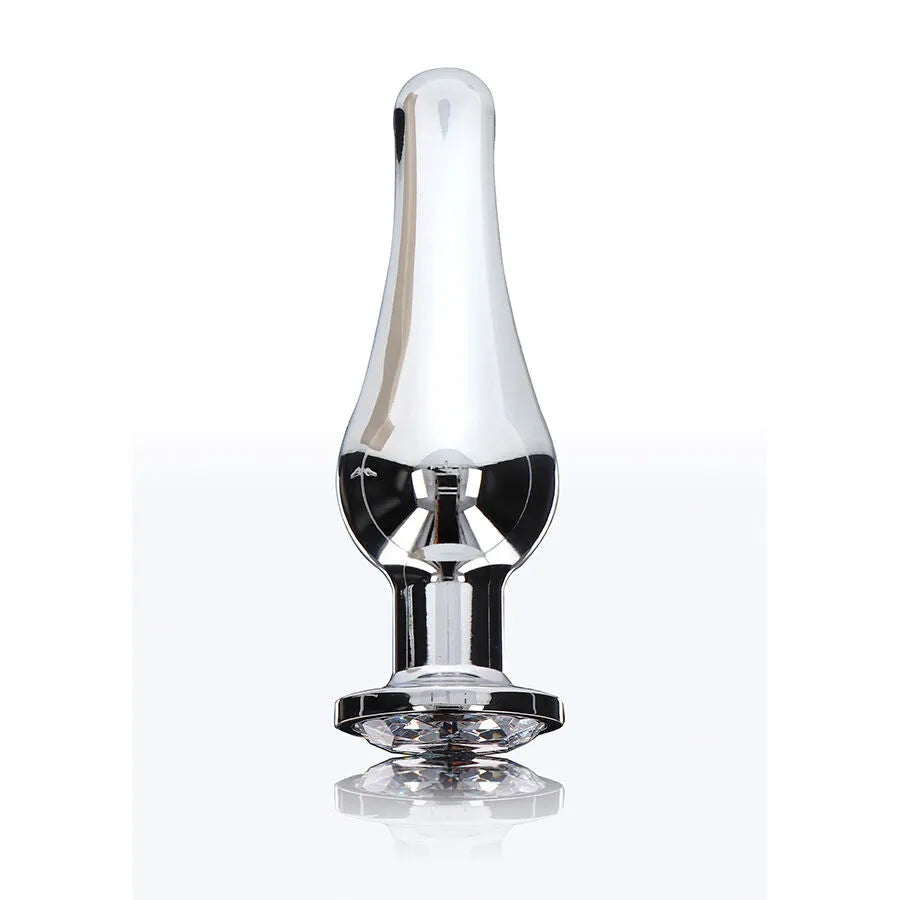 Plug anal en aluminium avec bijou argenté ToyJoy collection unisexe sécurisée