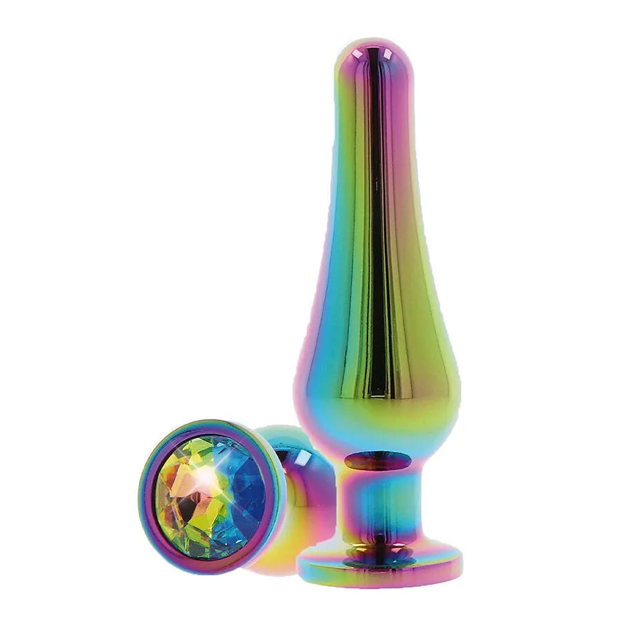 Petit plug anal aluminium bijou arc-en-ciel unisexe ToyJoy sécuritaire