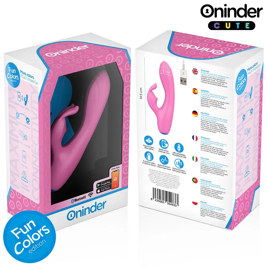 Vibromasseur lapin rose clitoridien ONINDER application contrôle distance étanche rechargeable silicone