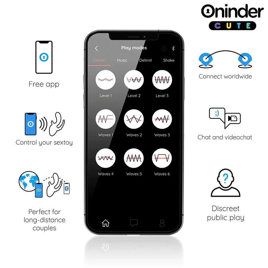 Vibromasseur triple stimulation ONINDER CUTE clitoridien anal ergonomique application Bluetooth