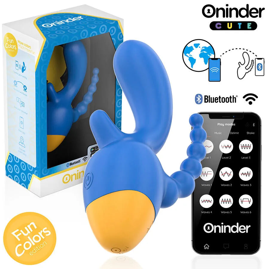 Vibromasseur triple stimulation ONINDER CUTE clitoridien anal ergonomique application Bluetooth