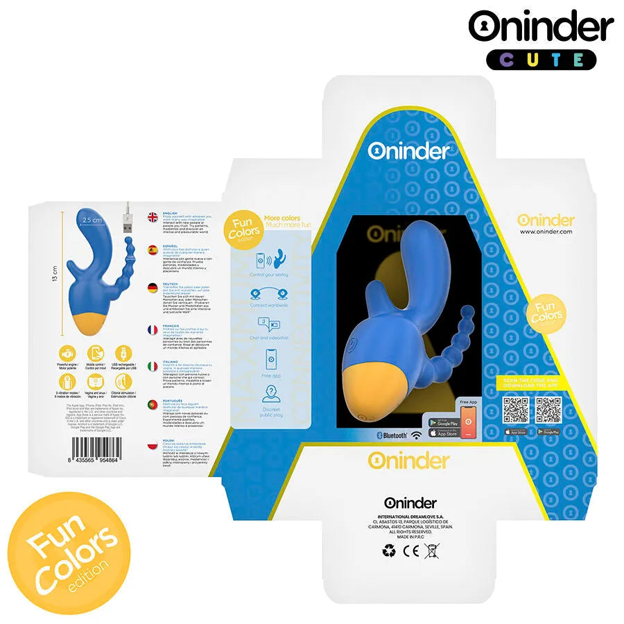 Vibromasseur triple stimulation ONINDER CUTE clitoridien anal ergonomique application Bluetooth