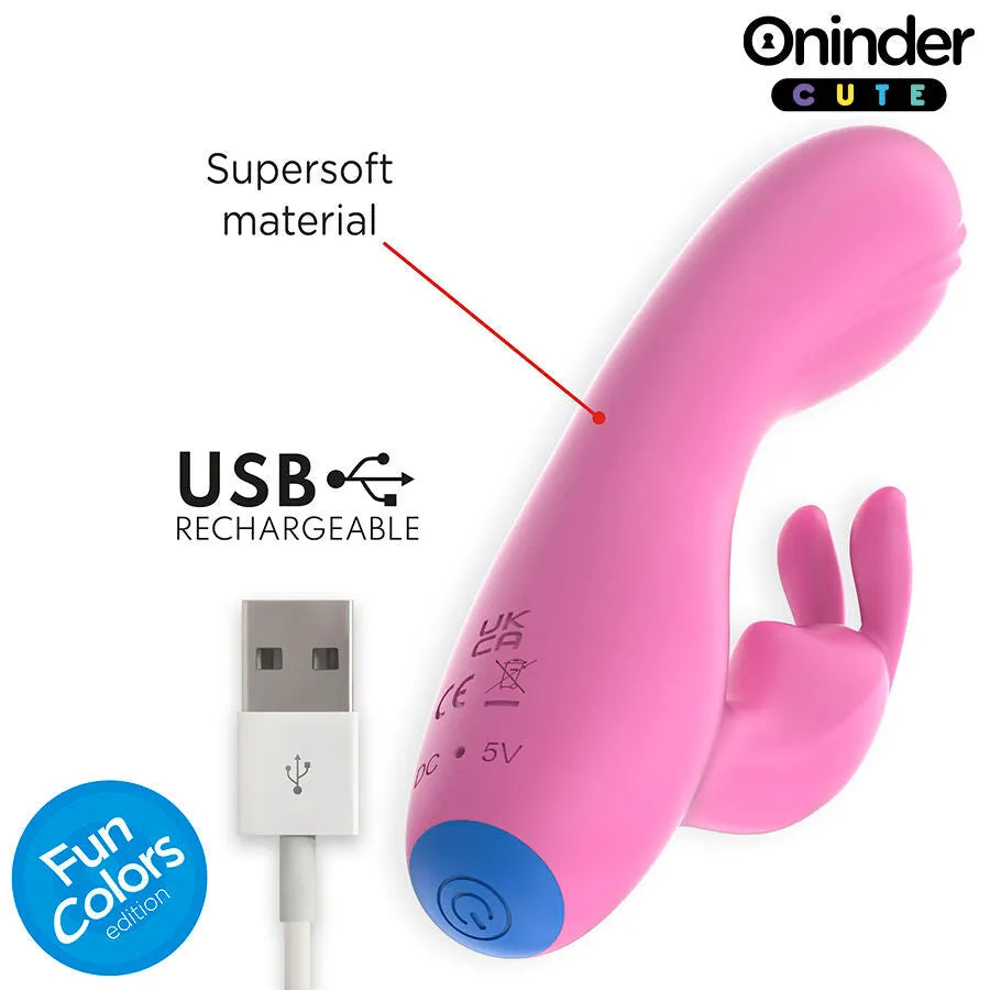 Vibromasseur lapin rose clitoridien ONINDER application contrôle distance étanche rechargeable silicone
