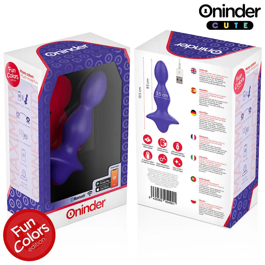Vibromasseur anal silicone violet ONINDER CUTE 9 modes télécommande application étanche