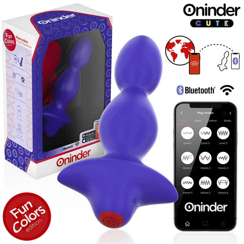 Vibromasseur anal silicone violet ONINDER CUTE 9 modes télécommande application étanche