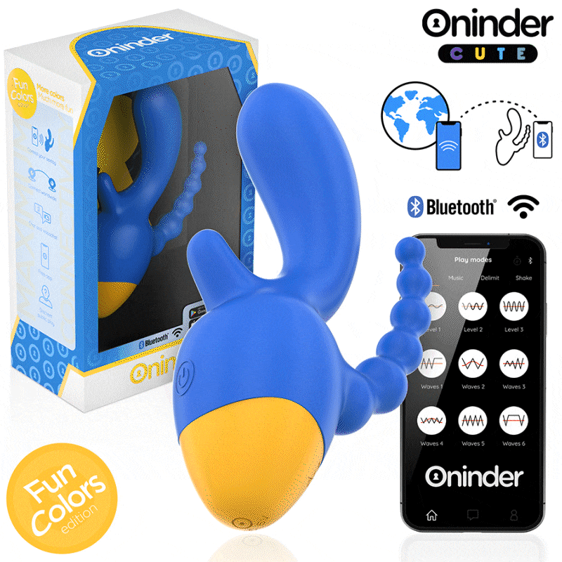 Vibromasseur triple stimulation ONINDER CUTE clitoridien anal ergonomique application Bluetooth