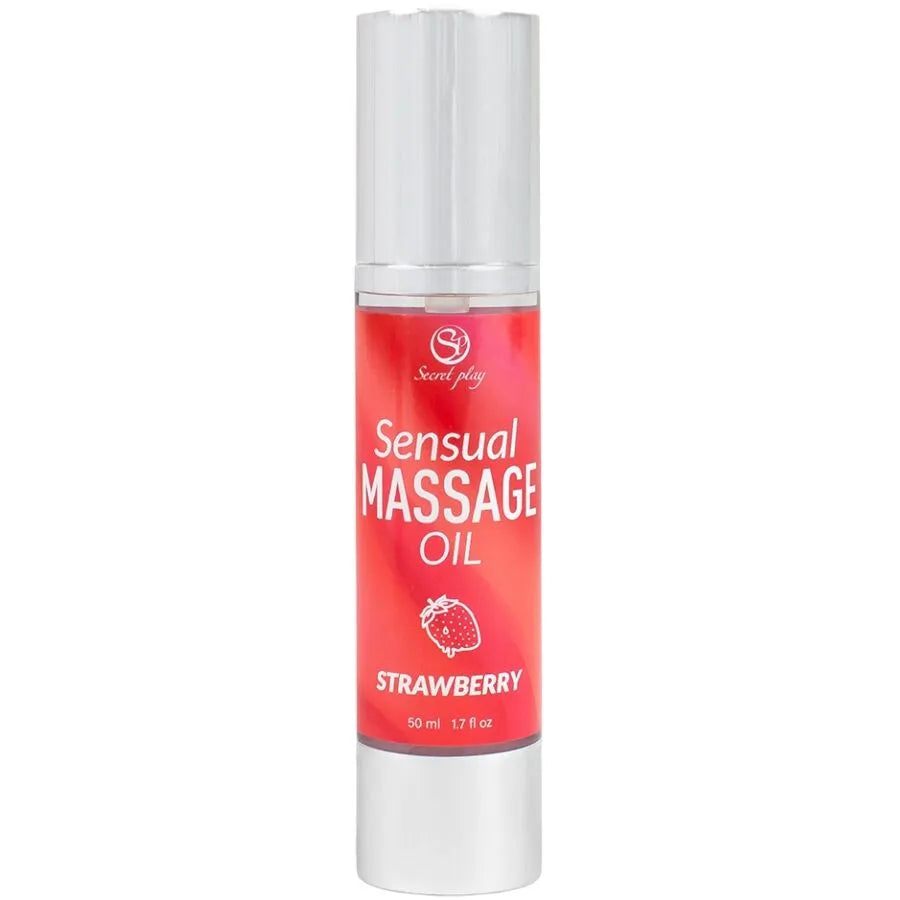 huile massage érotique fraise hydratante satinée sensorielle glissante parfumée gourmande relaxante sensuelle nutritive légère nongrasse 50ml flacon doseur pratique