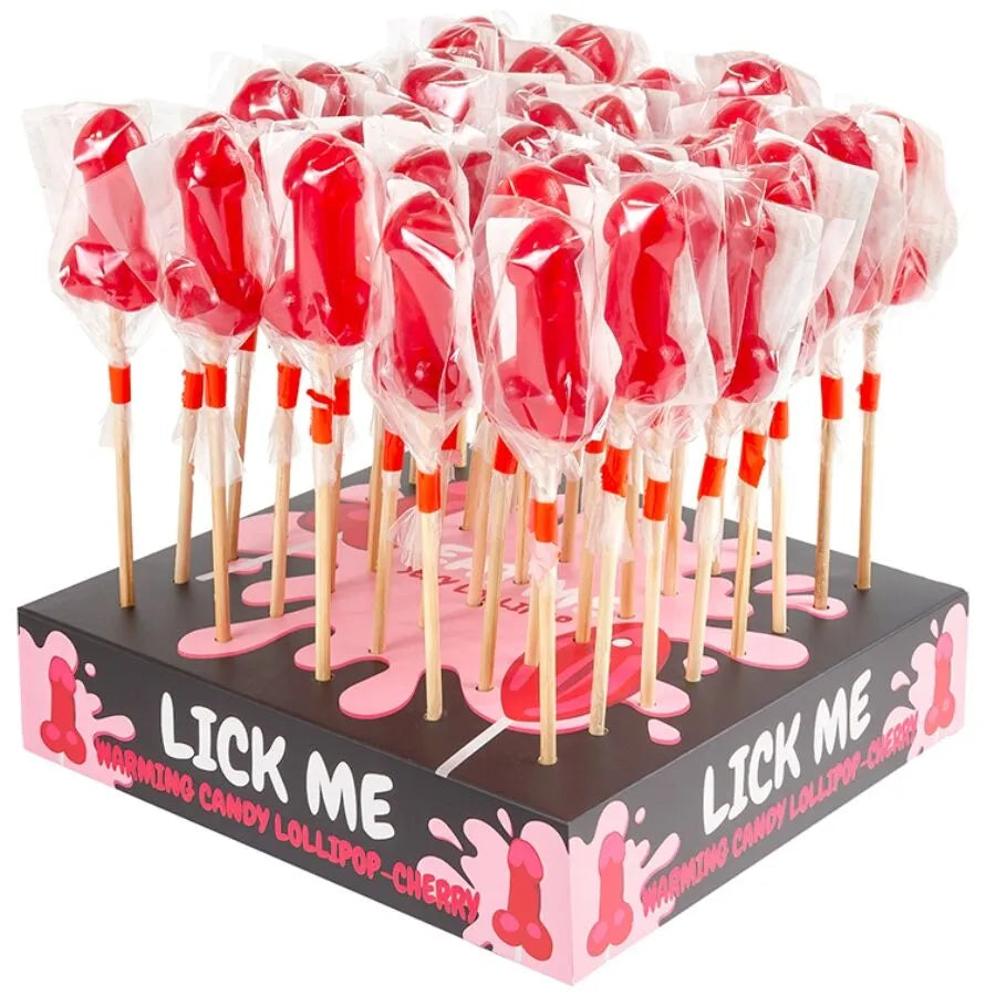 Sucette pénis en bonbons à la cerise effet chaud épicé 40 unités sextoy cadeau ludique soirée coquine