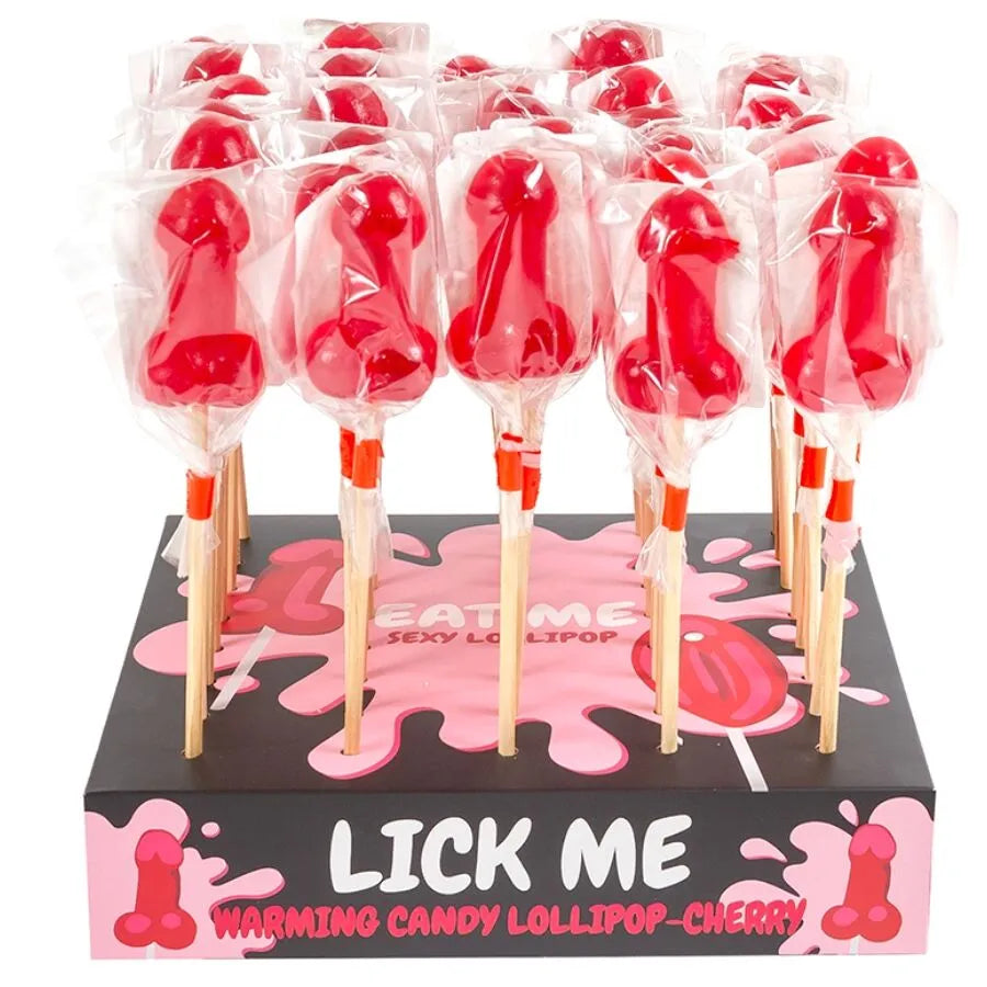 Sucette pénis en bonbons à la cerise effet chaud épicé 40 unités sextoy cadeau ludique soirée coquine